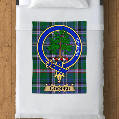 Scottish Clan Cooper Crest Tartan Throw Blanket - Living Stone Gifts