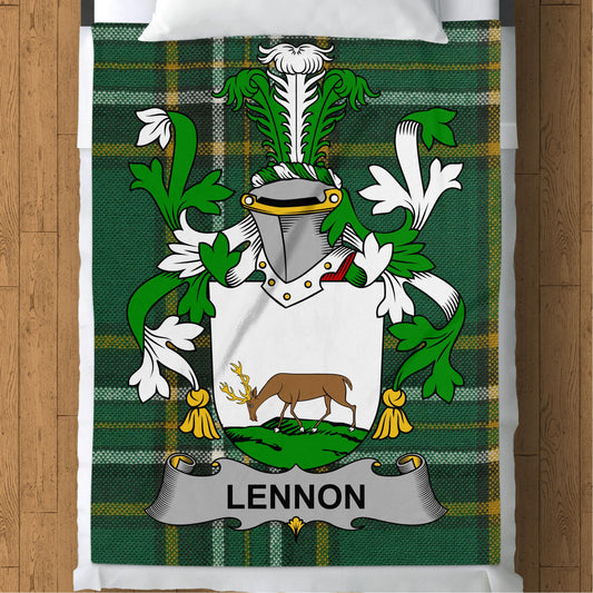 Lennon Surname Irish Tartan Throw Blanket - Living Stone Gifts