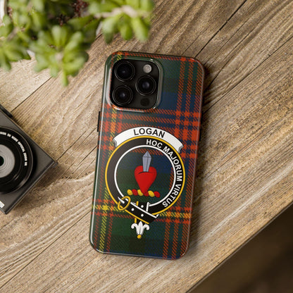 Logan Scottish Clan Crest Tartan Background Cell Phone Case - Celtic Ancestry Gifts