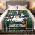Cahill Family Crest Green Plaid Throw Blanket product type