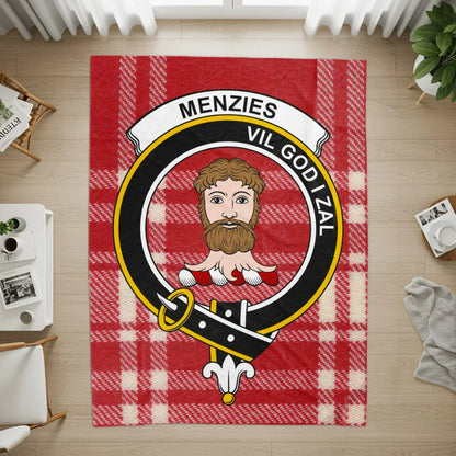 Menzies Clan Crest Red Tartan Design Rug product type