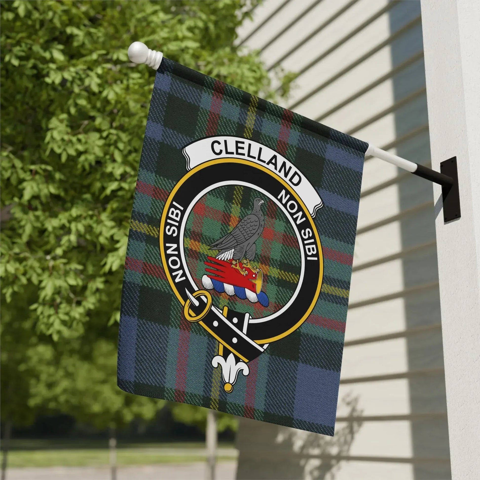 Clelland Non Sibi Clan Crest Tartan Flag product type