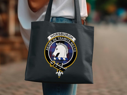 Horsburgh Scottish Clan Crest Tartan Tote Bags - Celtic Ancestry Gifts