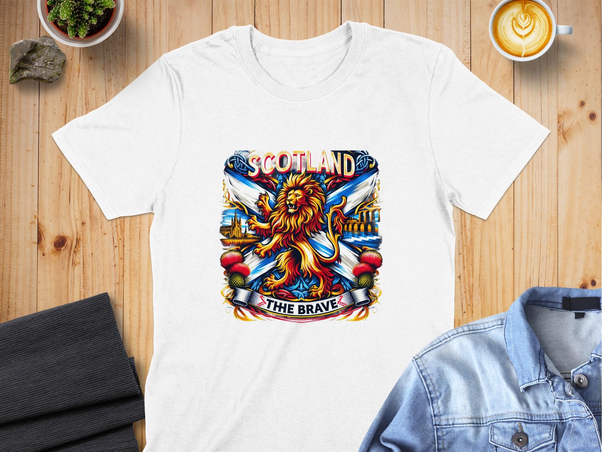 Proud Scotland The Brave Roaring Lion Graphic T-Shirt - Living Stone Gifts