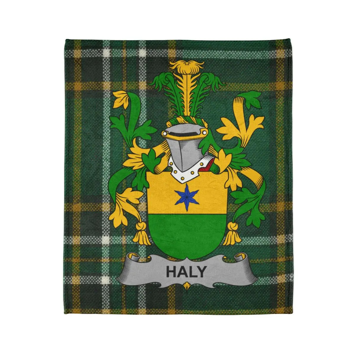 Haly Family Crest Plaid Pattern Throw Blanket product type