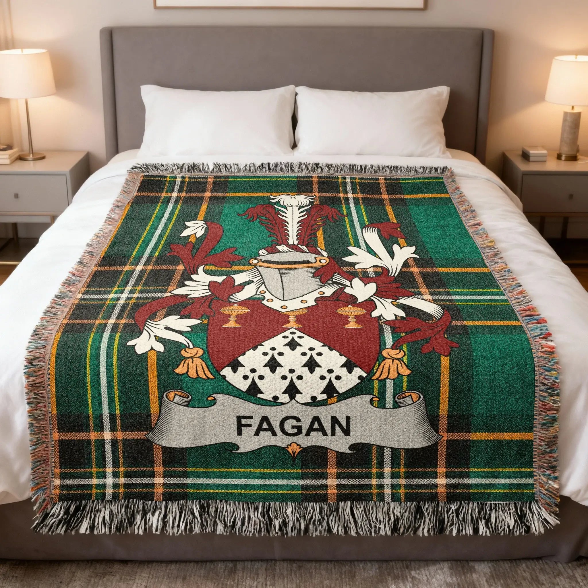 Fagan Family Crest Tartan Plaid Throw Blanket product type