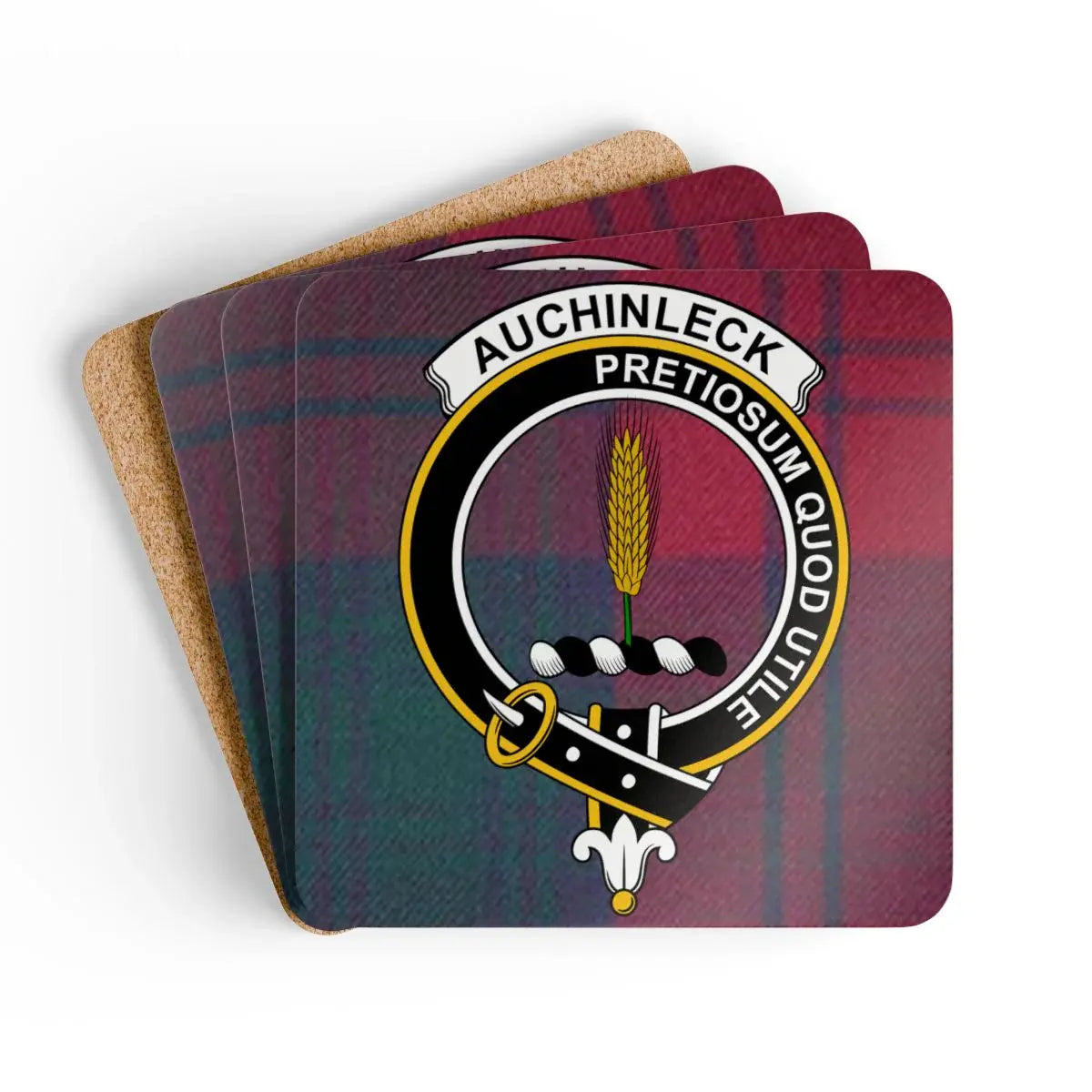 Auchinleck Clan Tartan Crest Coasters product type