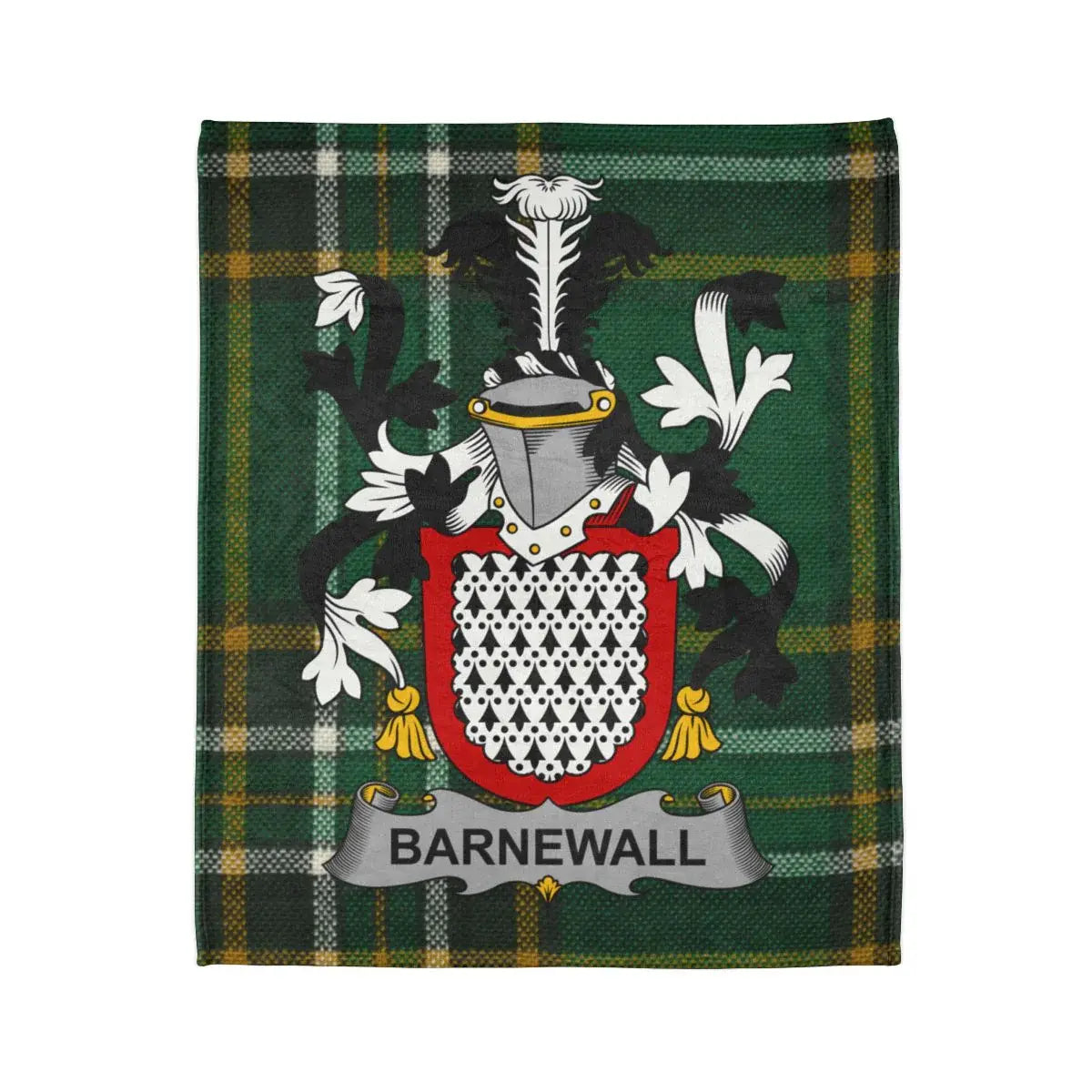 Barnewall Family Coat of Arms on Tartan pattern product
