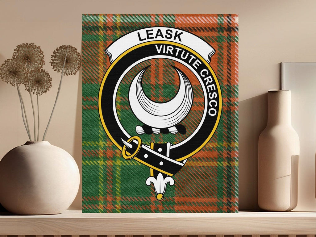 Leask Scottish Tartan Crest Canvas - Celtic Ancestry Gifts