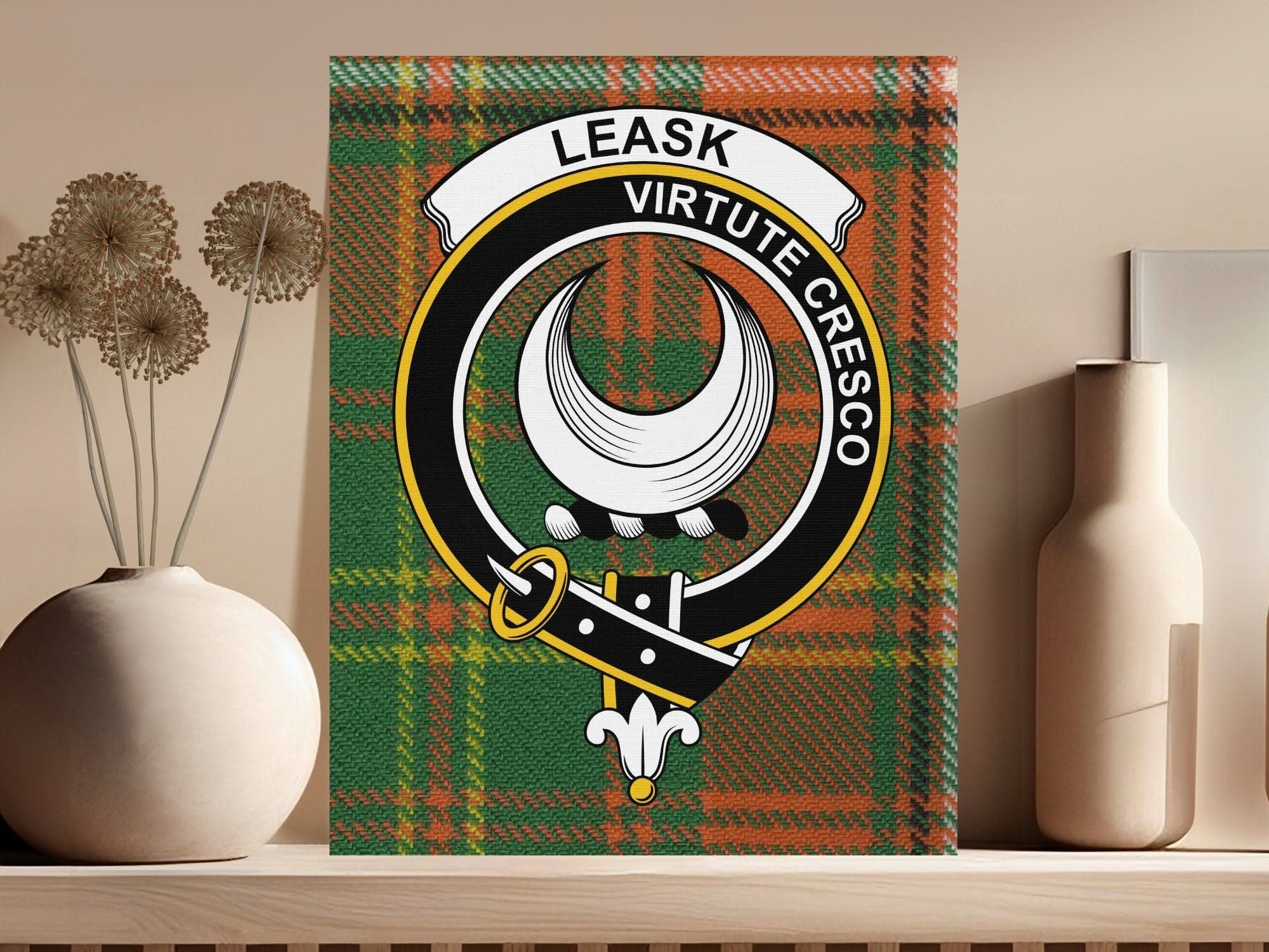 Leask Scottish Tartan Crest Canvas - Celtic Ancestry Gifts