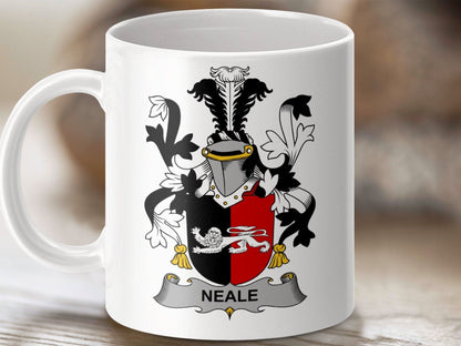 Neale Family Crest Coat of Arms Emblem Mug - Celtic Ancestry Gifts