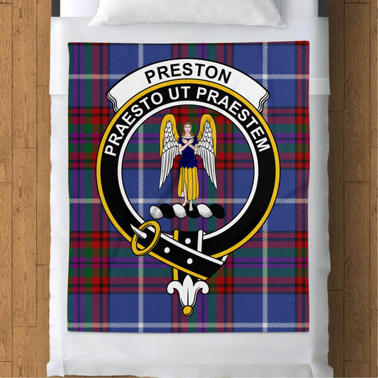 Scottish Clan Preston Tartan Design Throw Blanket - Living Stone Gifts