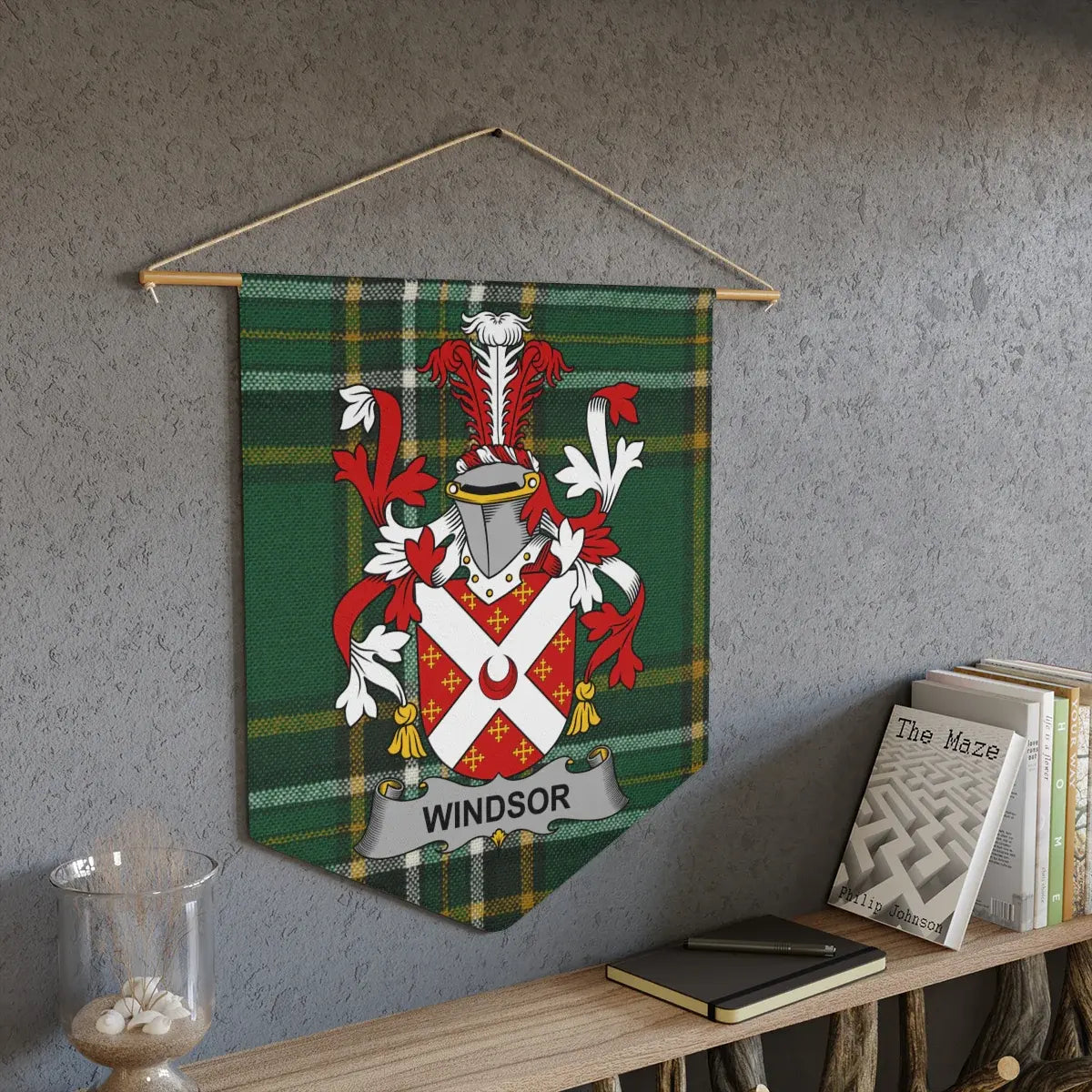 Windsor Family Crest Banner Green Tartan decor product type