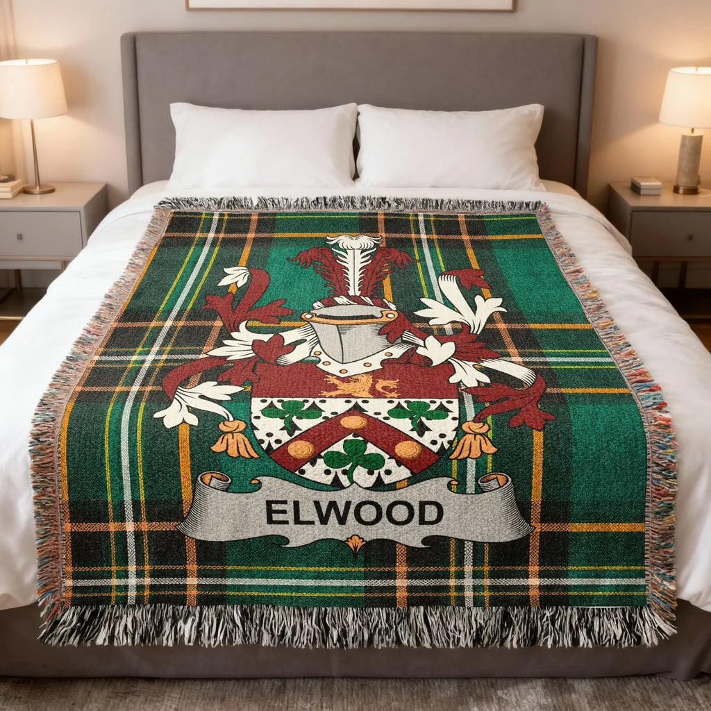 Elwood Crest Green Tartan Plaid Throw blanket product type
