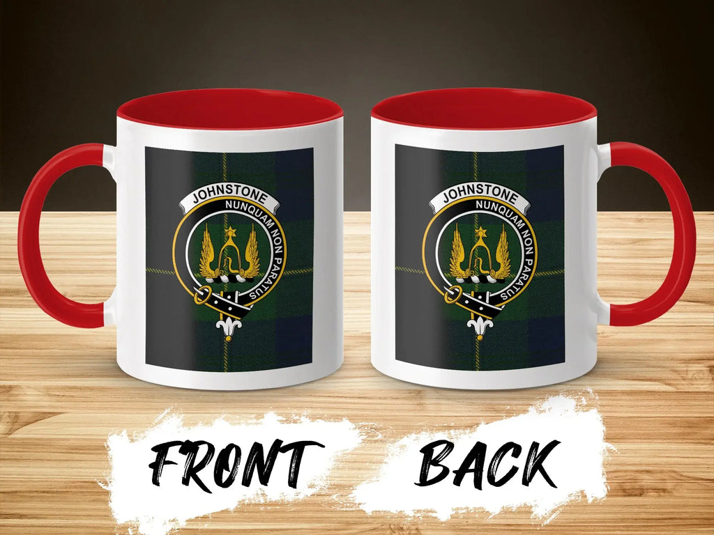 Johnstone Nunquam Non Paratus crest mug — Never Unprepared motto on glossy ceramic