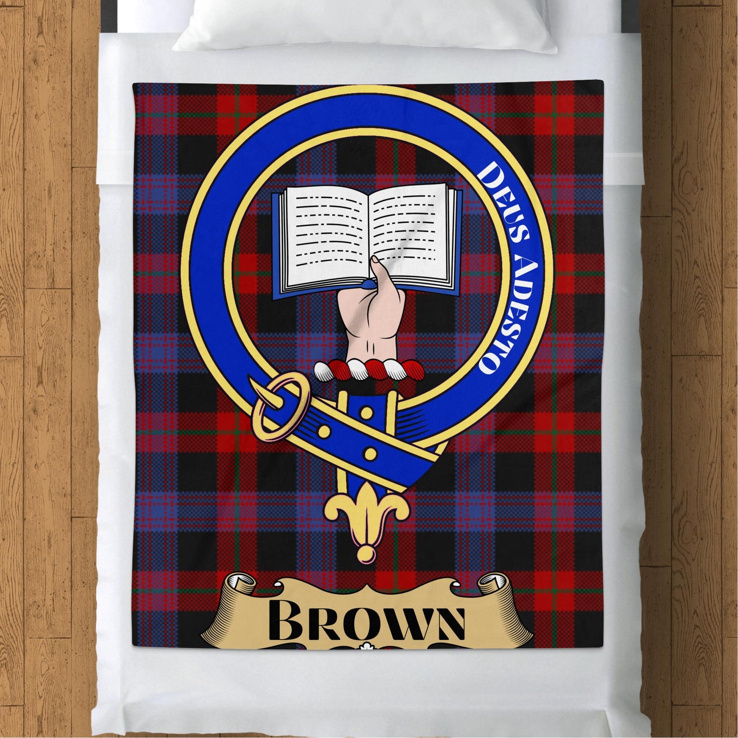 Brown Clan Crest Scottish Tartan Throw Blanket - Living Stone Gifts