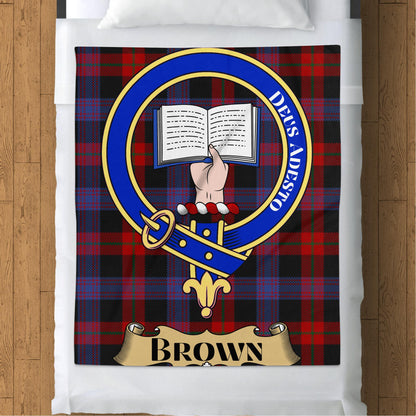 Brown Clan Crest Scottish Tartan Throw Blanket - Living Stone Gifts