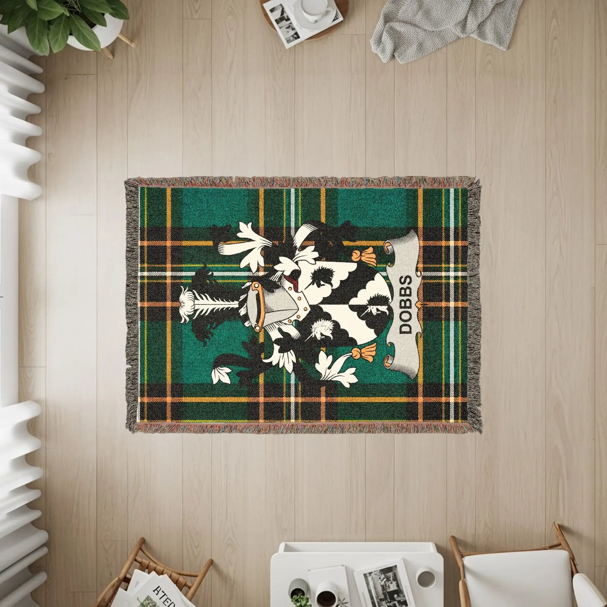 DOBBS Crest Green Plaid Tartan Woven Fringed product type