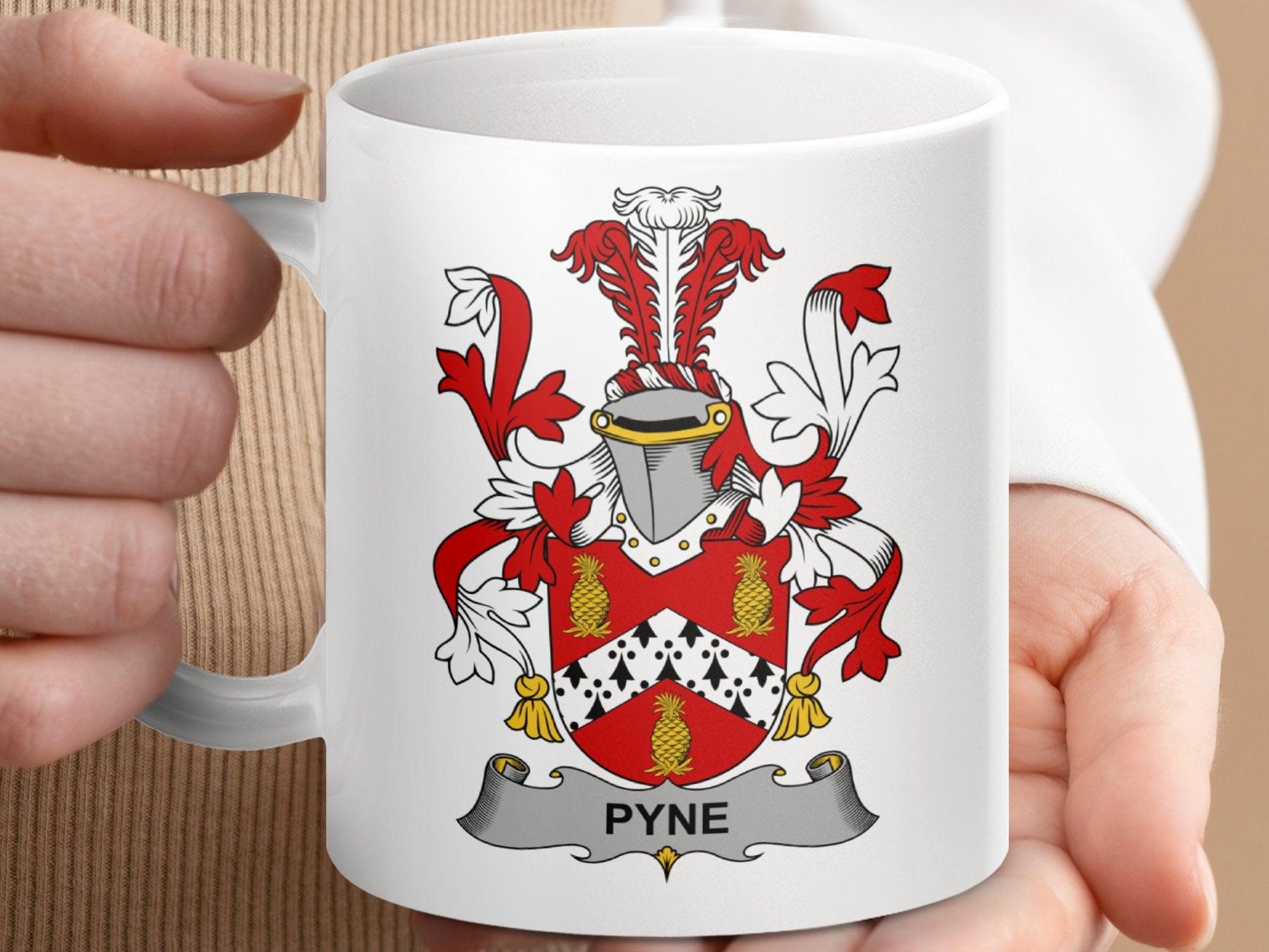 Pyne Family Coat of Arms Historical Mug - Celtic Ancestry Gifts