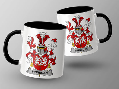 Finnegan Surname Irish Coat of Arms Heraldry Mug - Living Stone Gifts