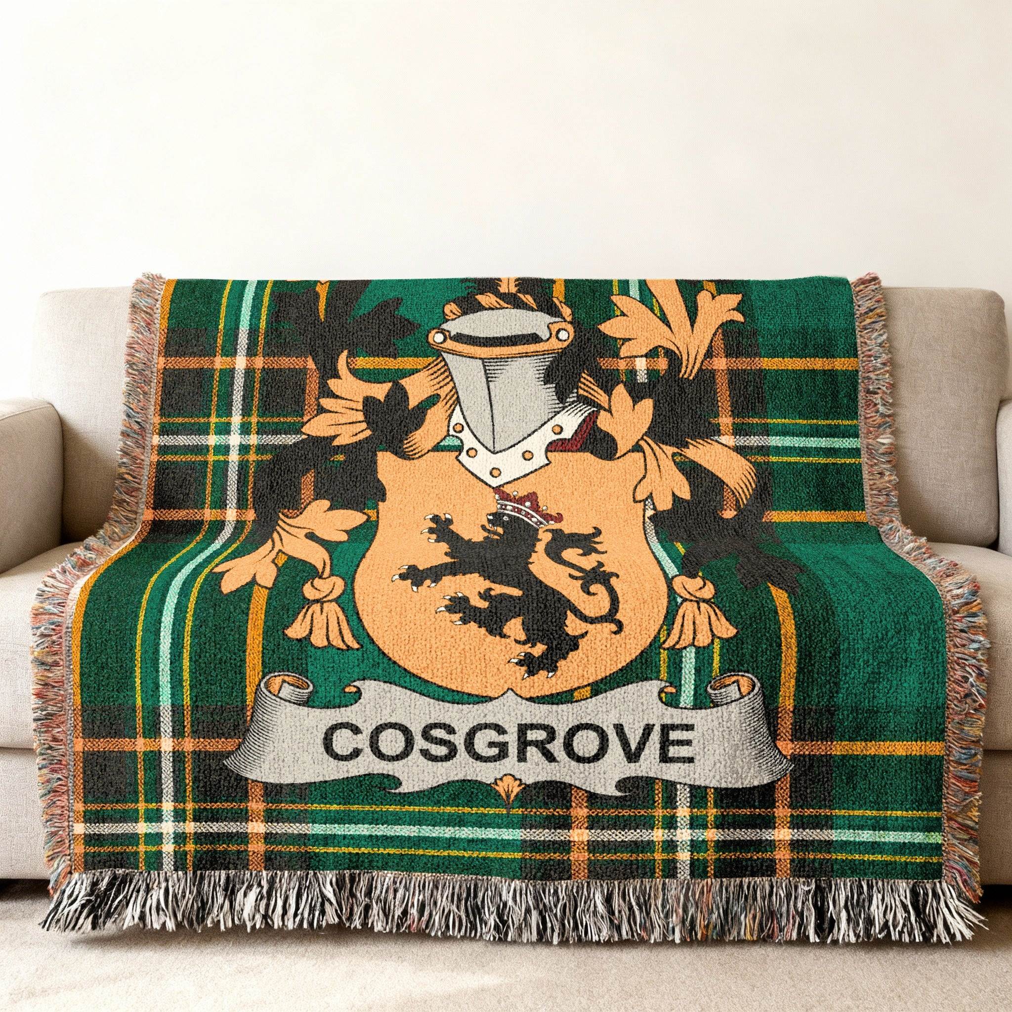 COSGROVE Family Name Crest Plaid Blanket Throw product type