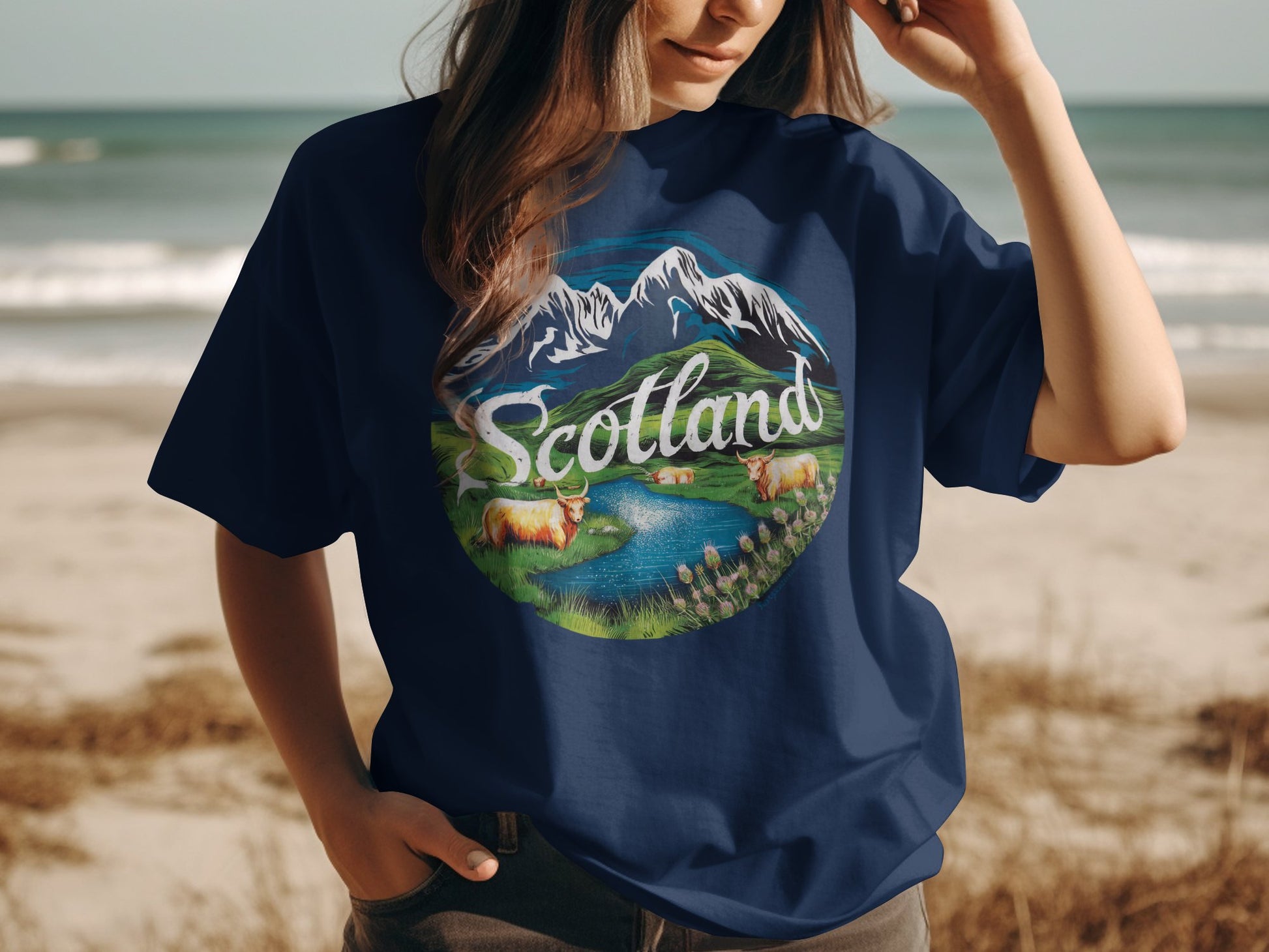 Scenic Scottish Highland Landscape Artwork T-Shirt - Living Stone Gifts