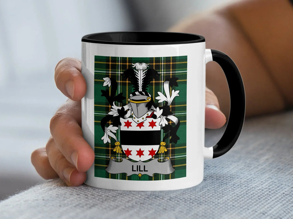 Lill Irish family crest black accent mug