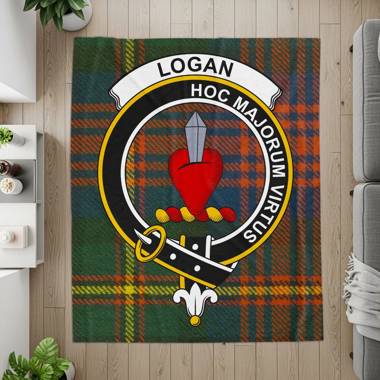 Logan Hoc Majorum Virtus Crest Tartan Blanket product