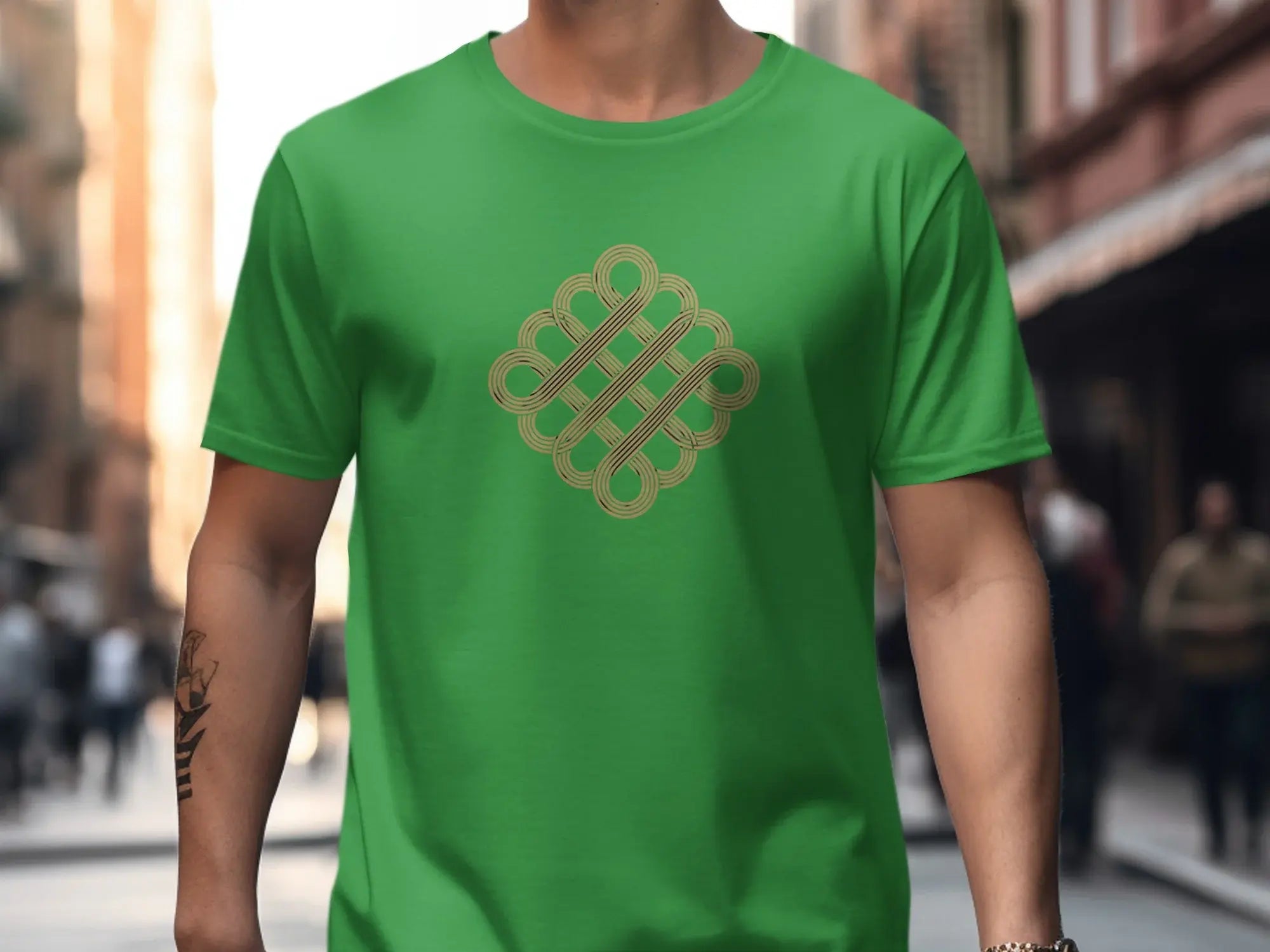 Stylish Green T-Shirt with Intricate Design Print
