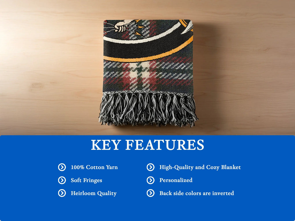 MacFarlane clan tartan woven blanket high-quality with soft fringes — 100% cotton