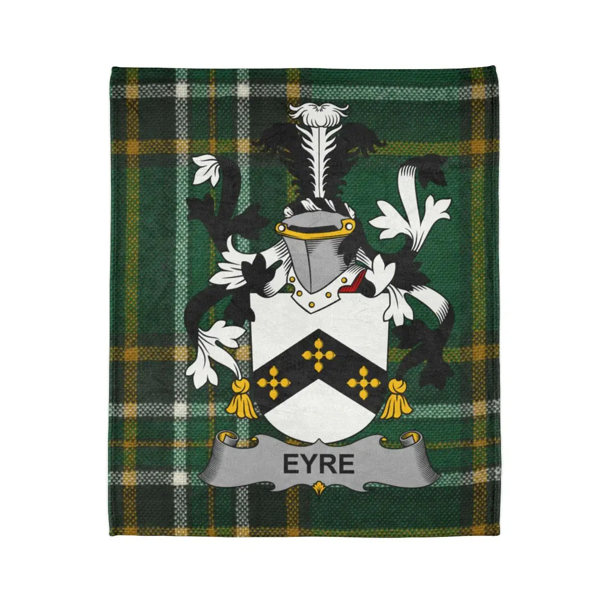 Family Crest Plaid Blanket with Green and Gold product