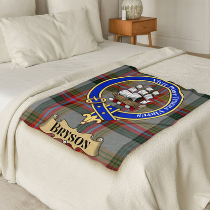 Scottish Clan Bryson Crest Tartan Throw Blanket - Living Stone Gifts