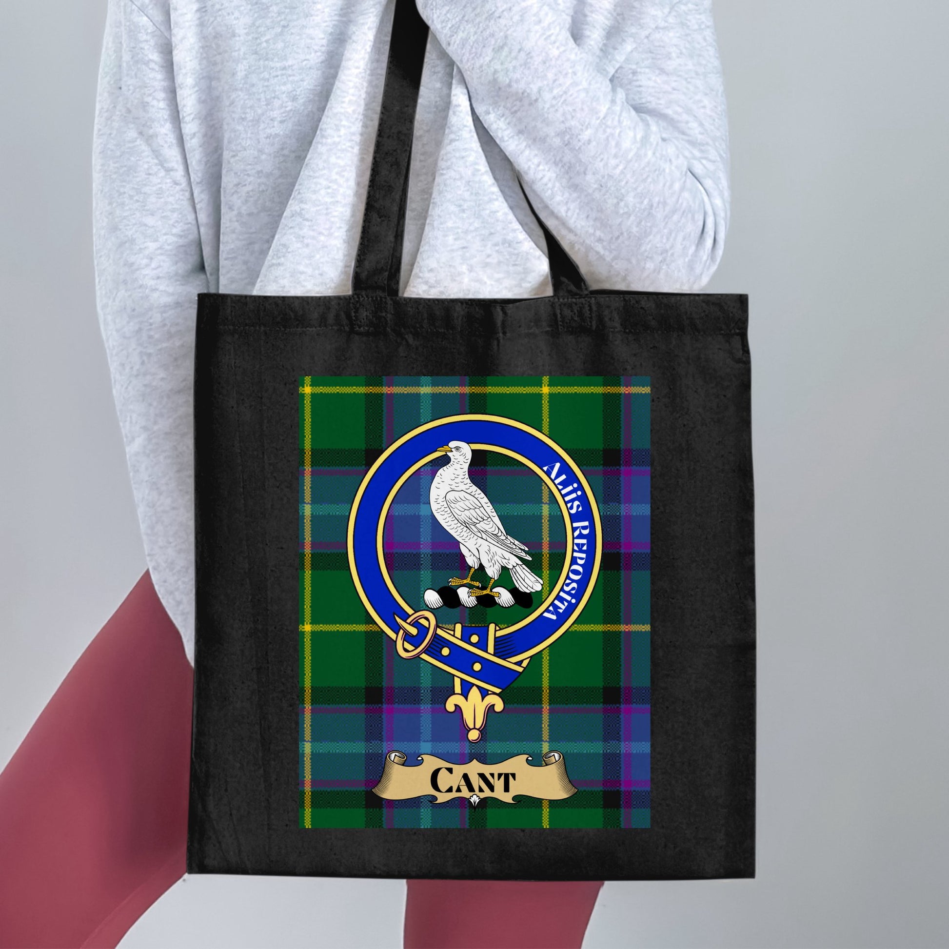 Cant Clan Scottish Crest and Tartan Tote Bag - Living Stone Gifts