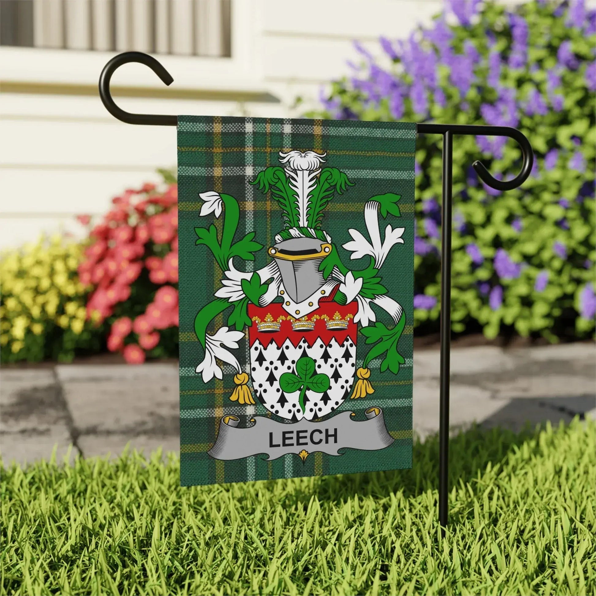 Leech Family Crest Garden Flag Outdoor Decor product