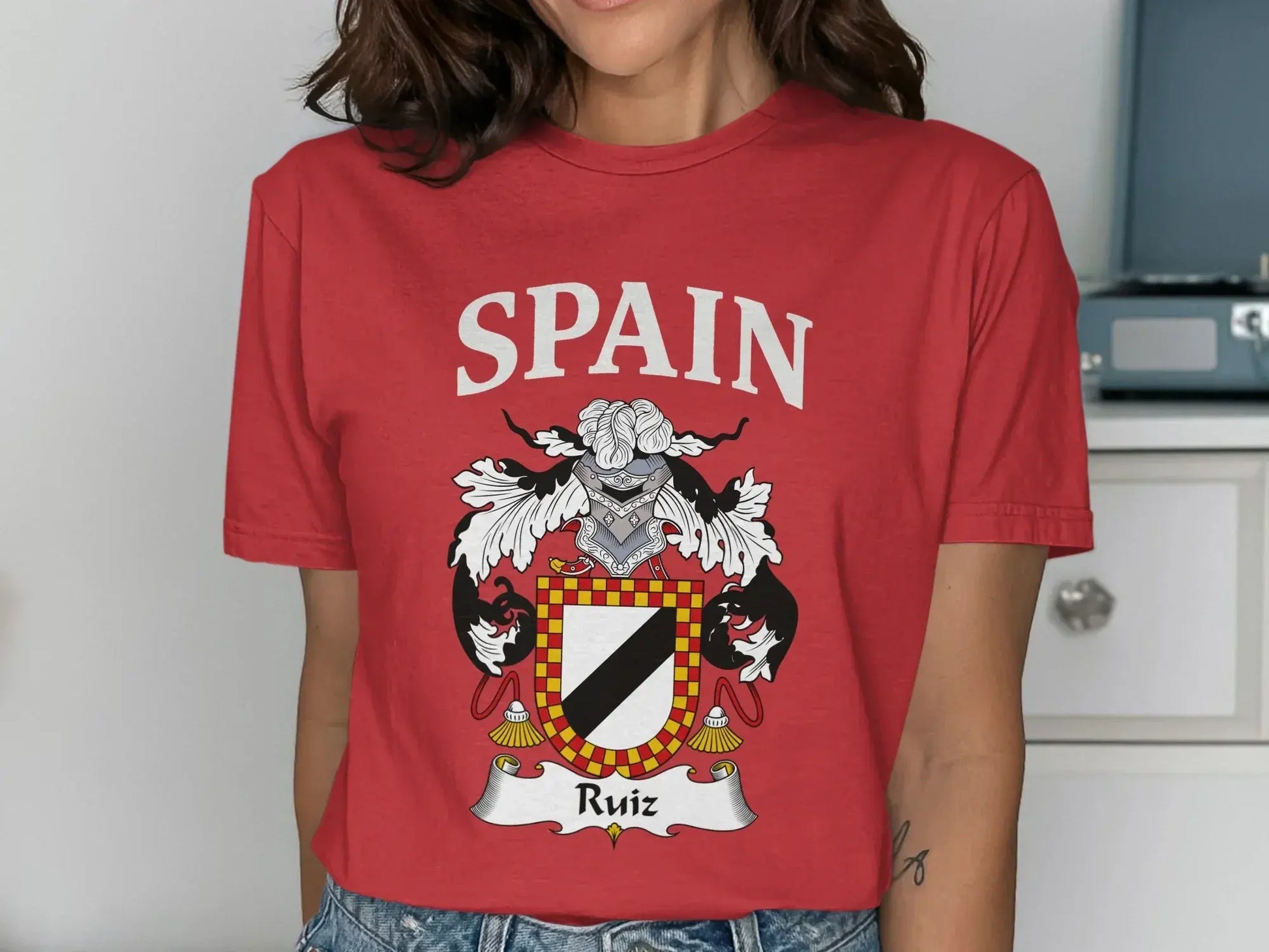 Spain Ruiz Family Crest Red Unisex T-Shirt product type