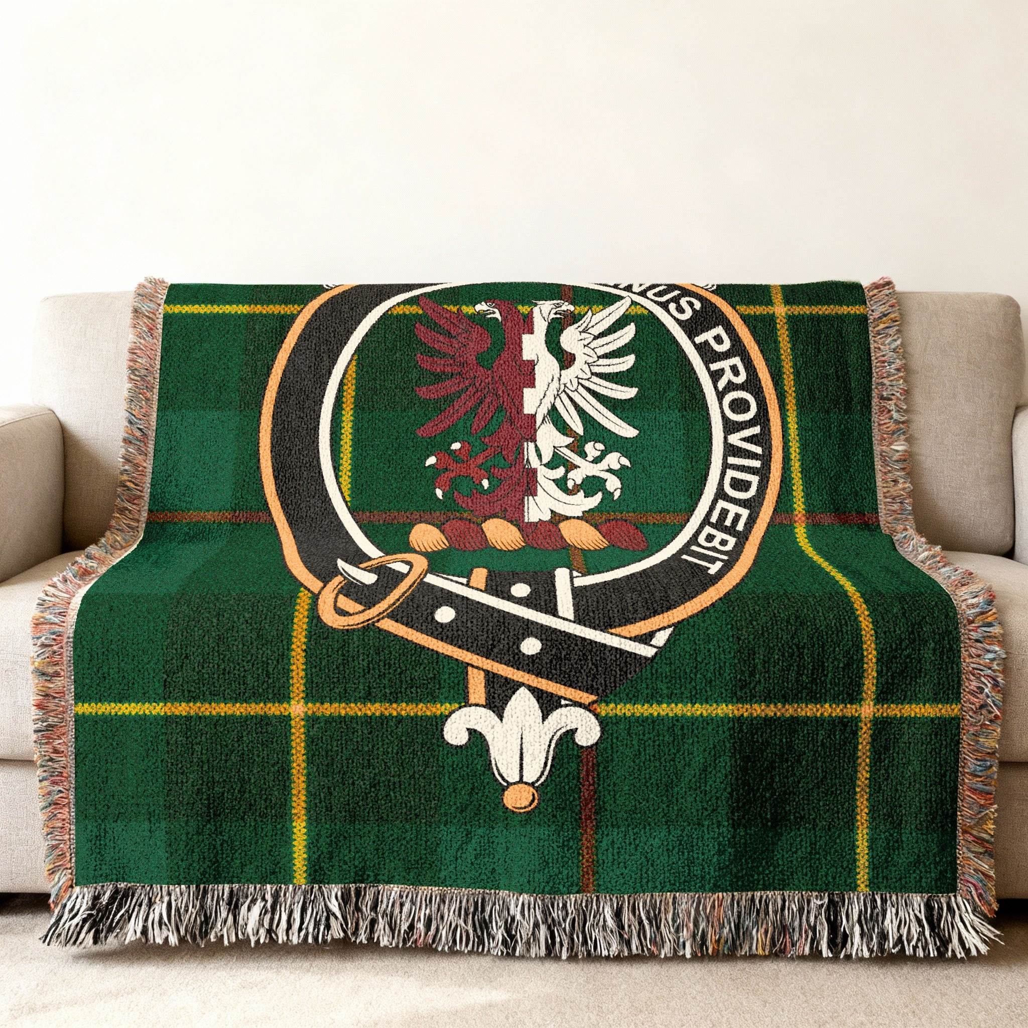 Crestus Providebit Emblem Green Tartan Blanket