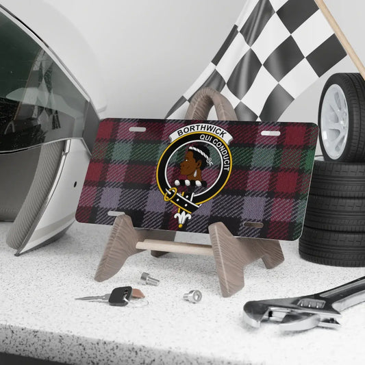 Racing Theme License Plate with Tartan Design product