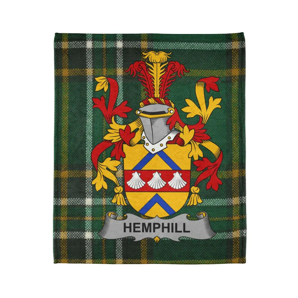 Hemphill Family Crest Tartan Background blanket product type