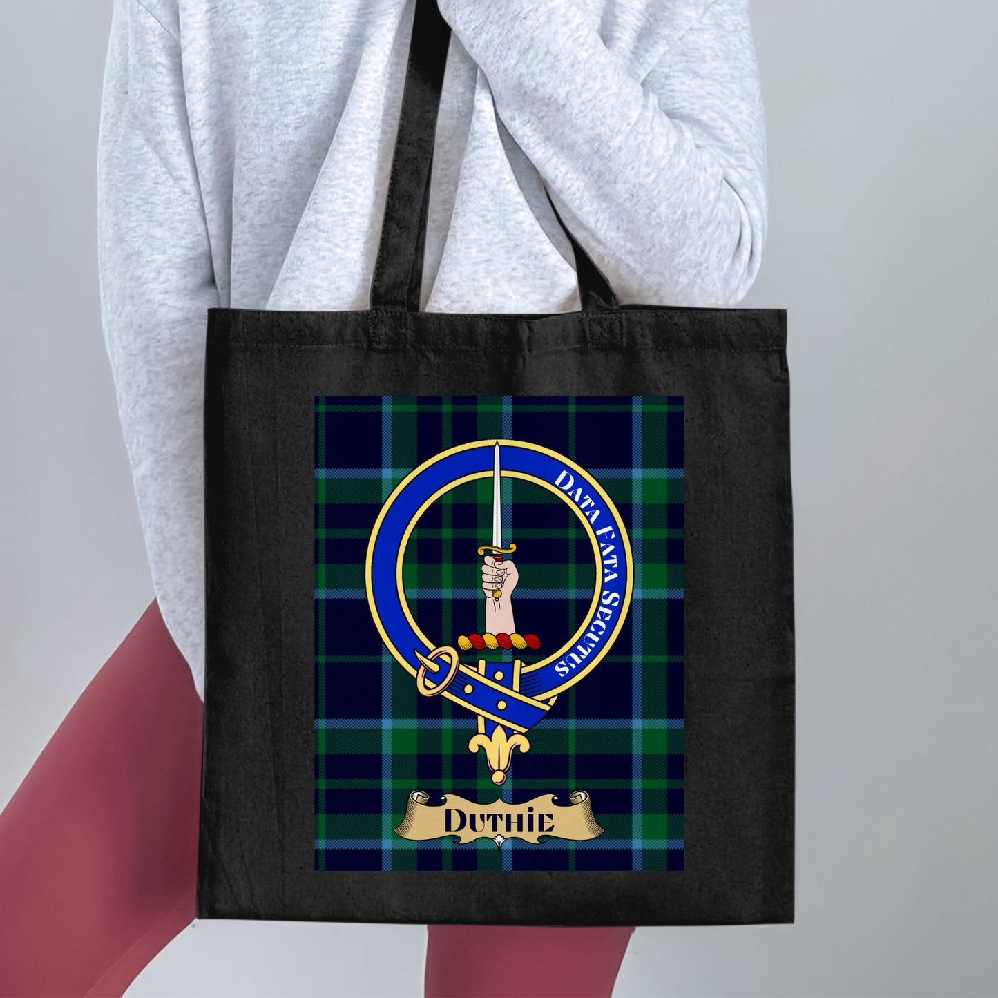 Duthie Scottish Clan Crest Tartan Tote Bag - Living Stone Gifts