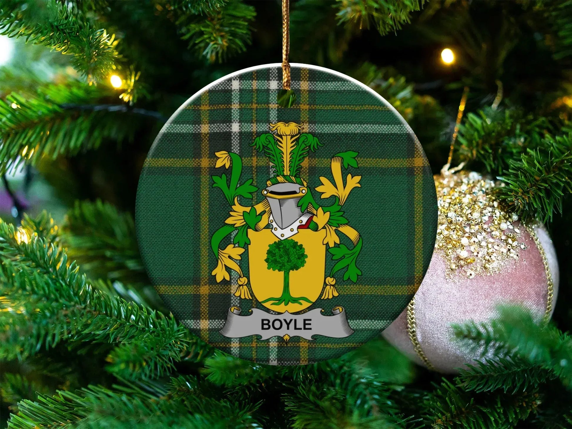 Personalized Boyle Coat of Arms Christmas Ornament product type