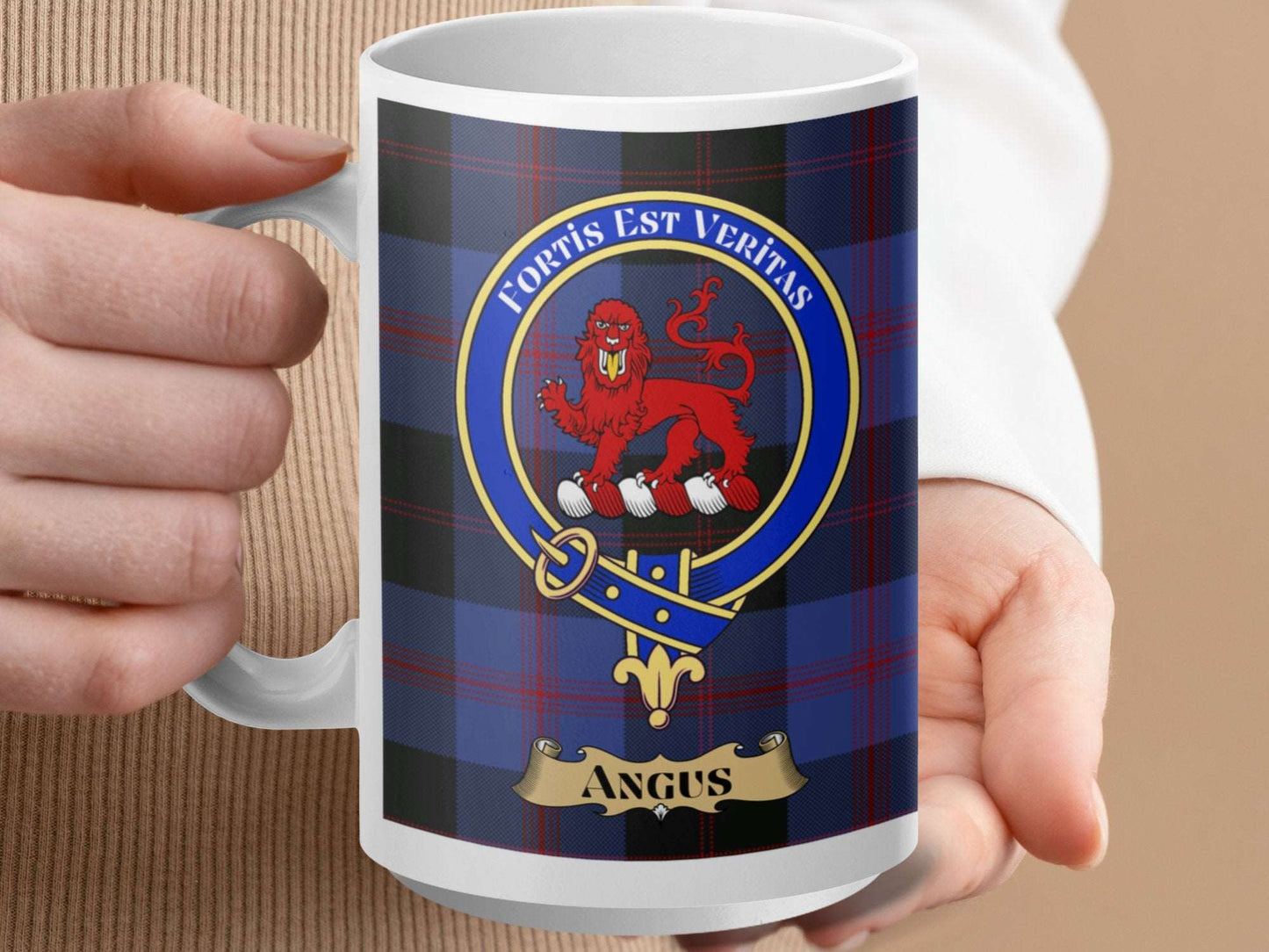 Angus Crest Plaid Design Loyalty Honor Truth Mug - Living Stone Gifts