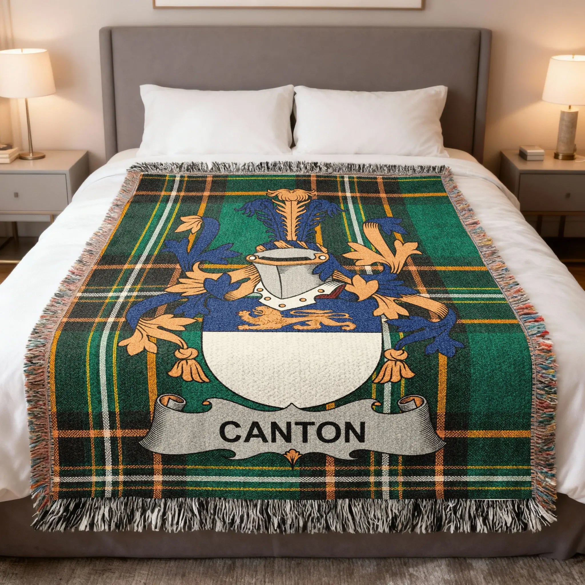 Canton Crest Plaid Green Woven Blanket product type