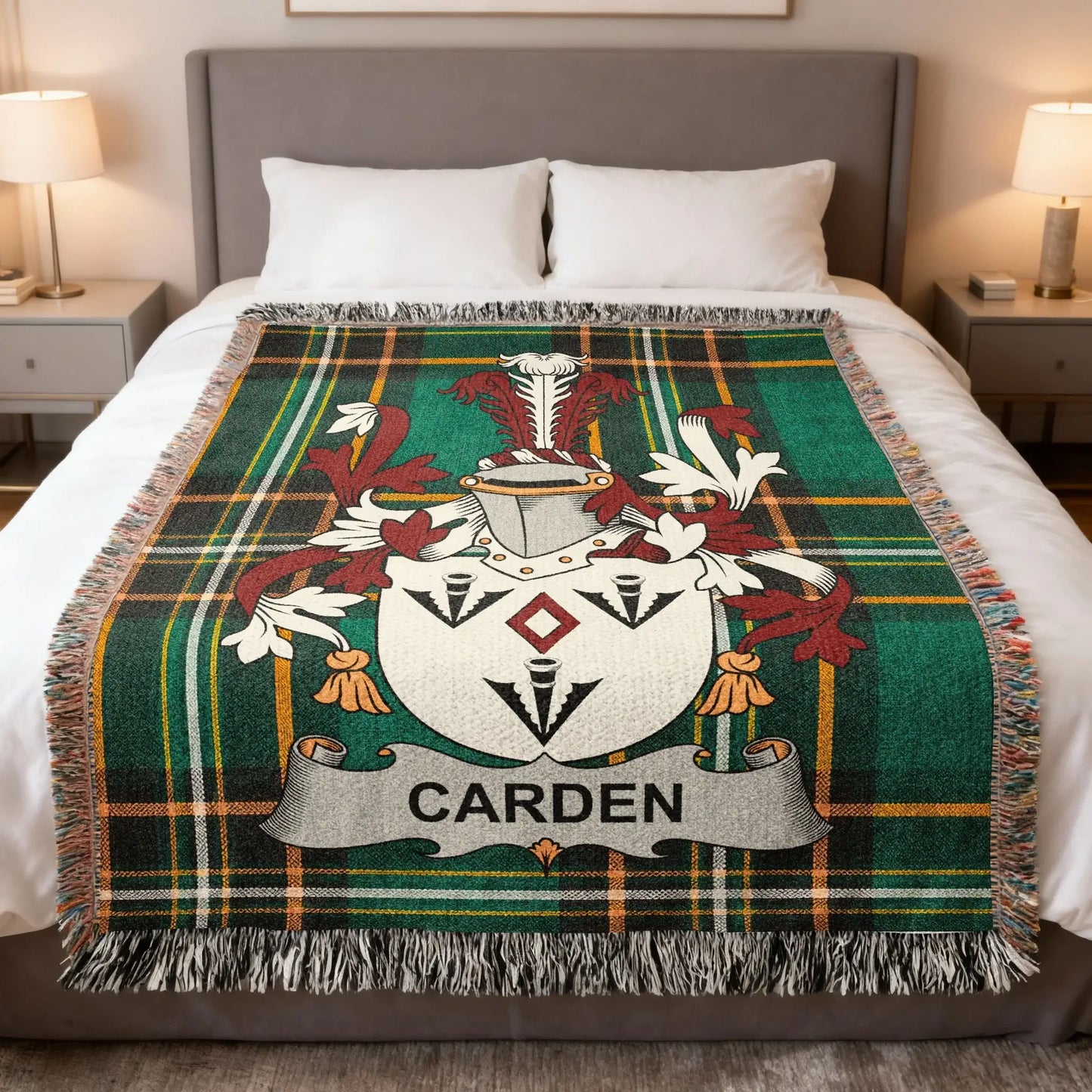 Carden Family Crest Plaid Green Yellow Orange Throw product type