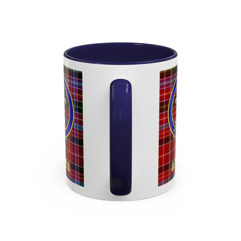 Navy Blue Handle Ceramic Tartanic Pattern Mug