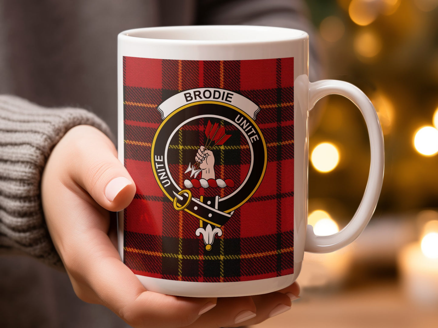 Scottish Clan Brodie Unite Tartan Emblem Ceramic Mug - Living Stone Gifts