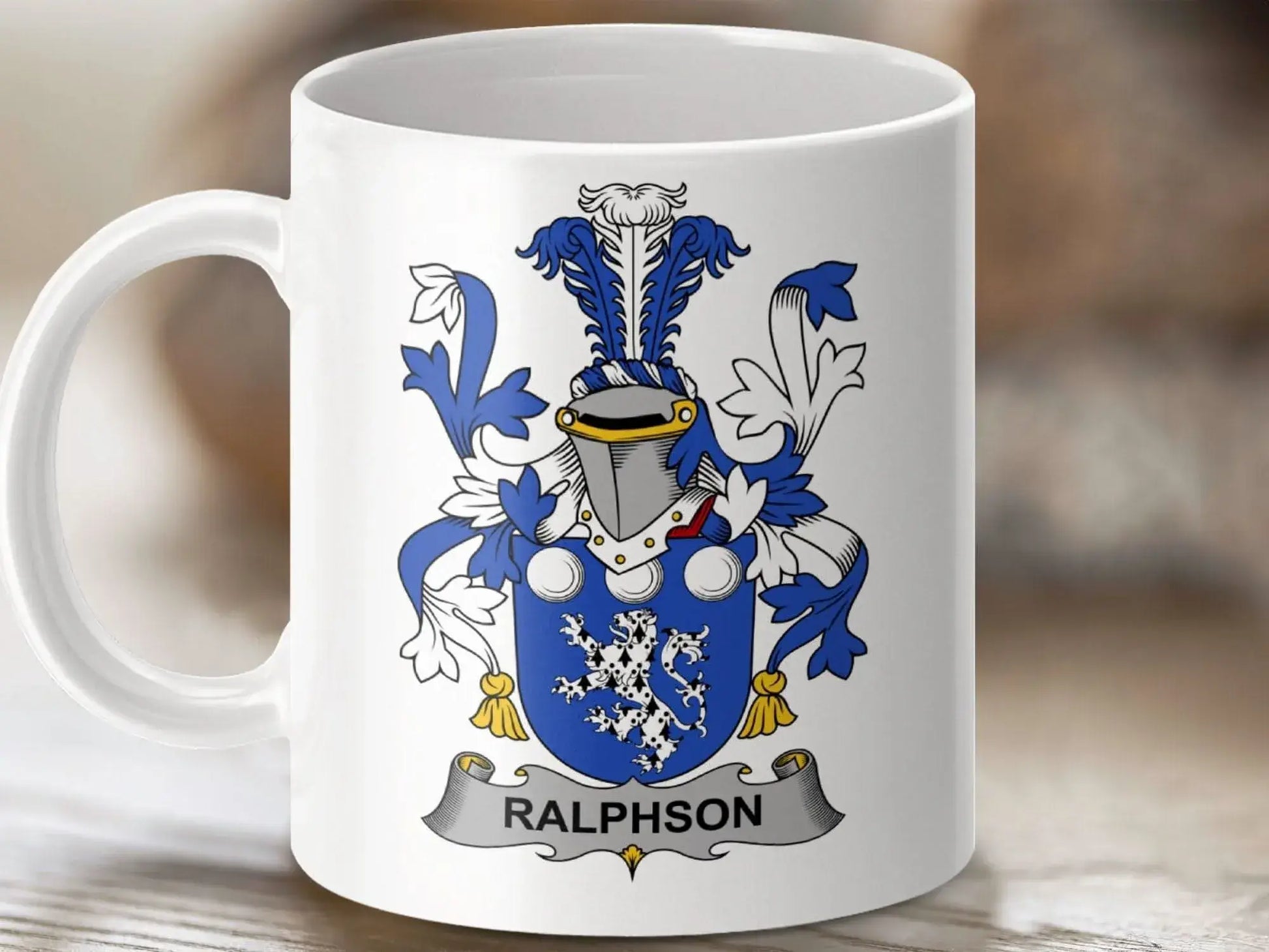 Ralphson Family Crest Heraldic Coat of Arms Mug - Celtic Ancestry Gifts