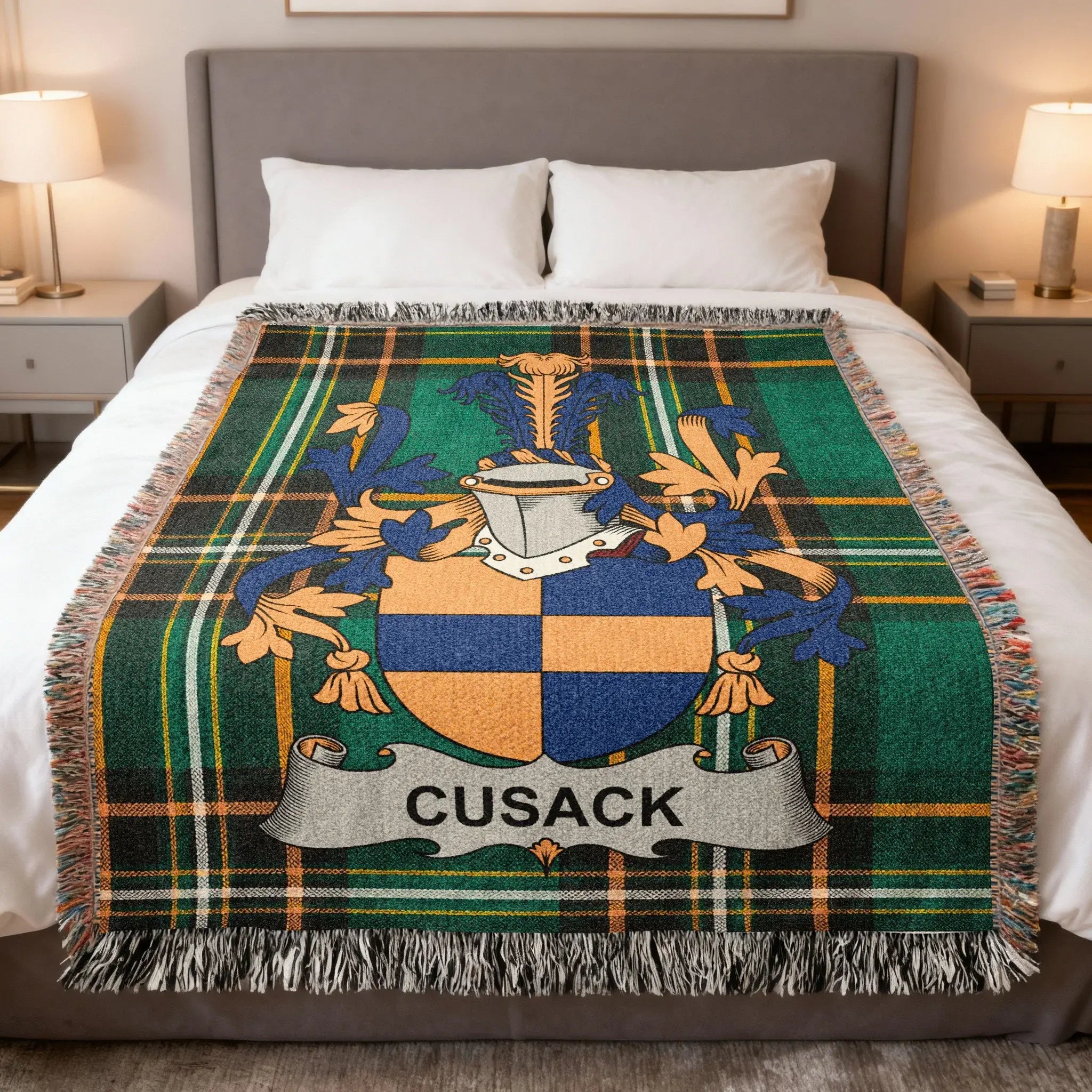 Cusack Family Crest Tartan Plaid Throw Blanket product type