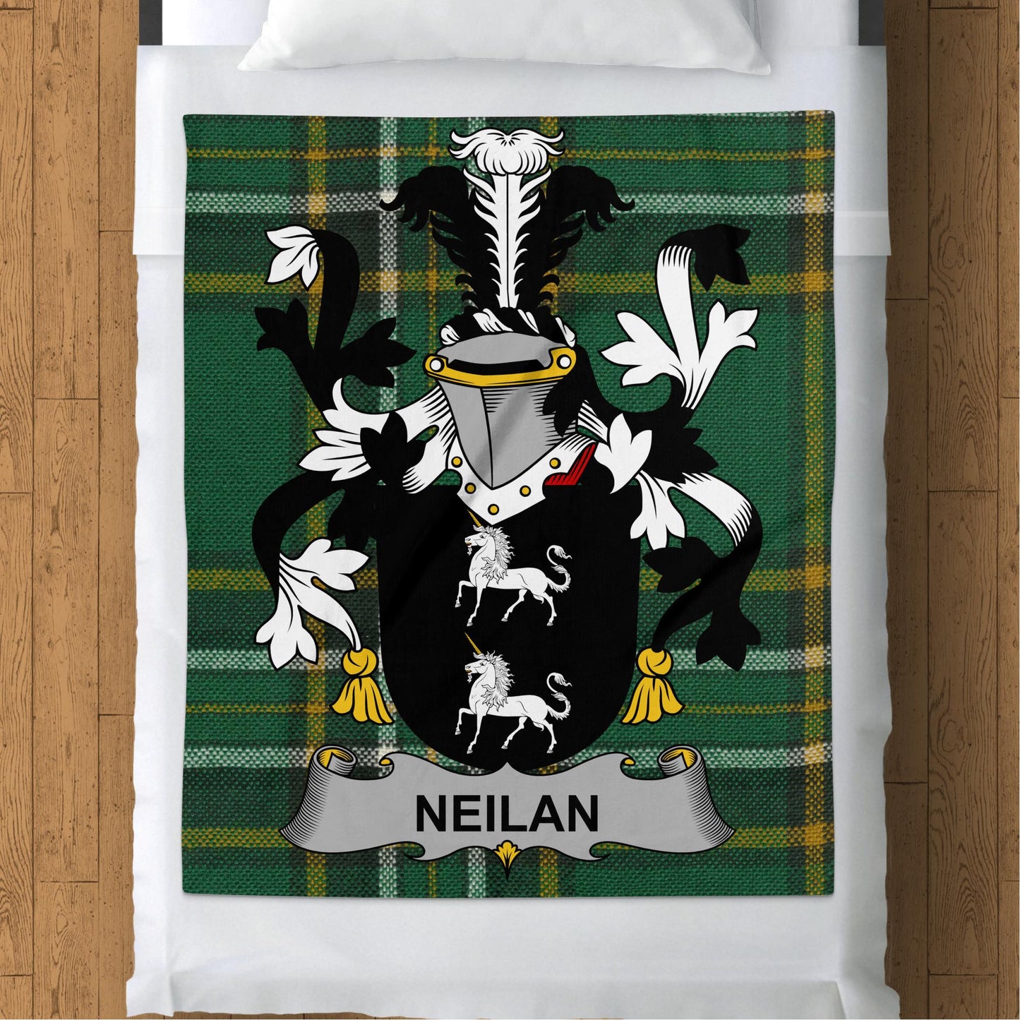 Neilan Surname Irish Tartan Throw Blanket - Living Stone Gifts