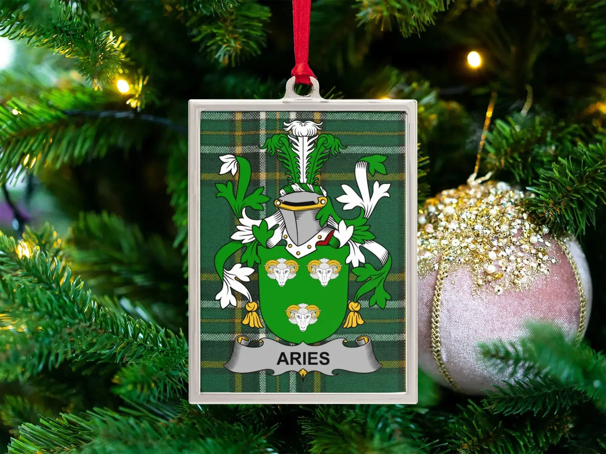 Aries Family Crest Personalized Ornament product