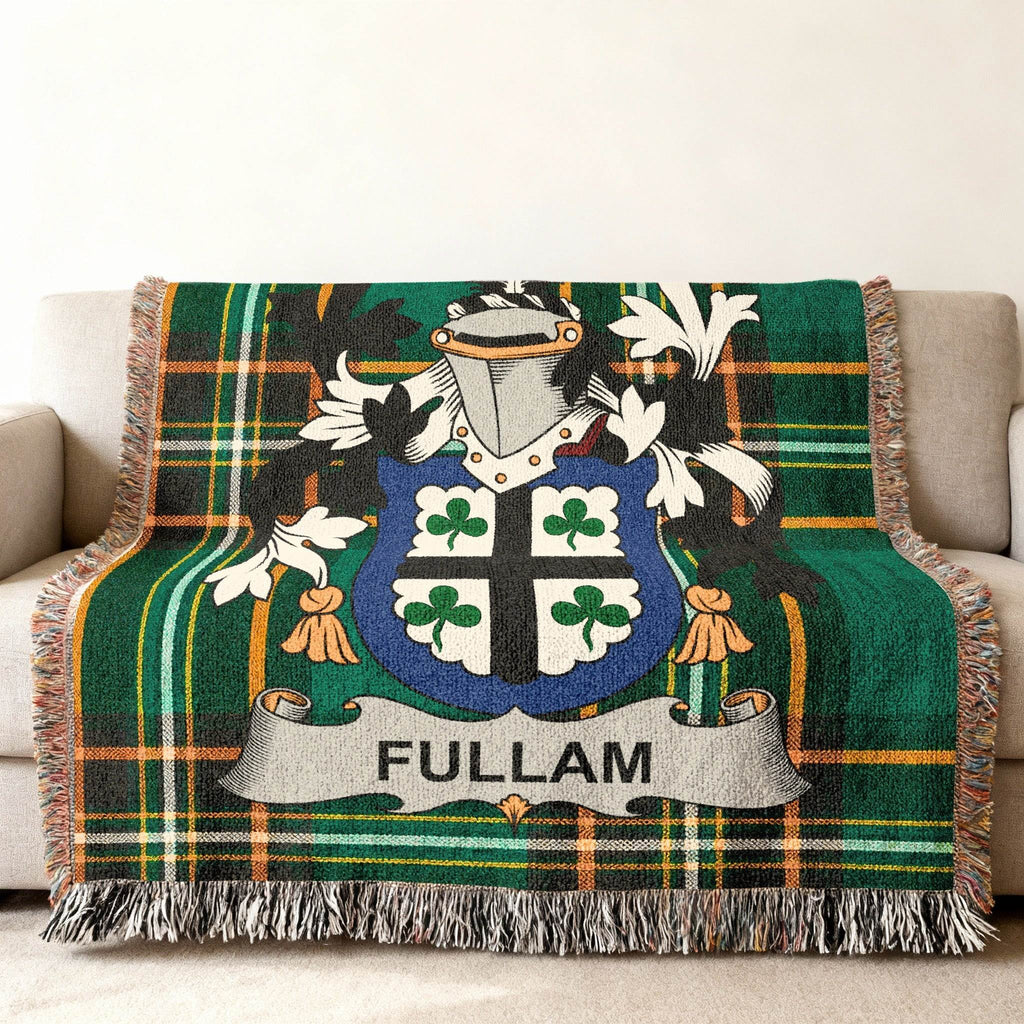 Green tartan blanket with the "FULLAM" crest displayed prominently.
